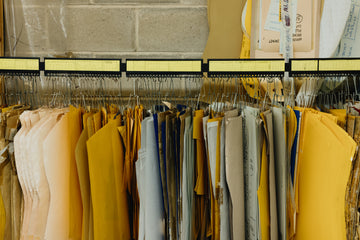 Rack with various templates hanging on it