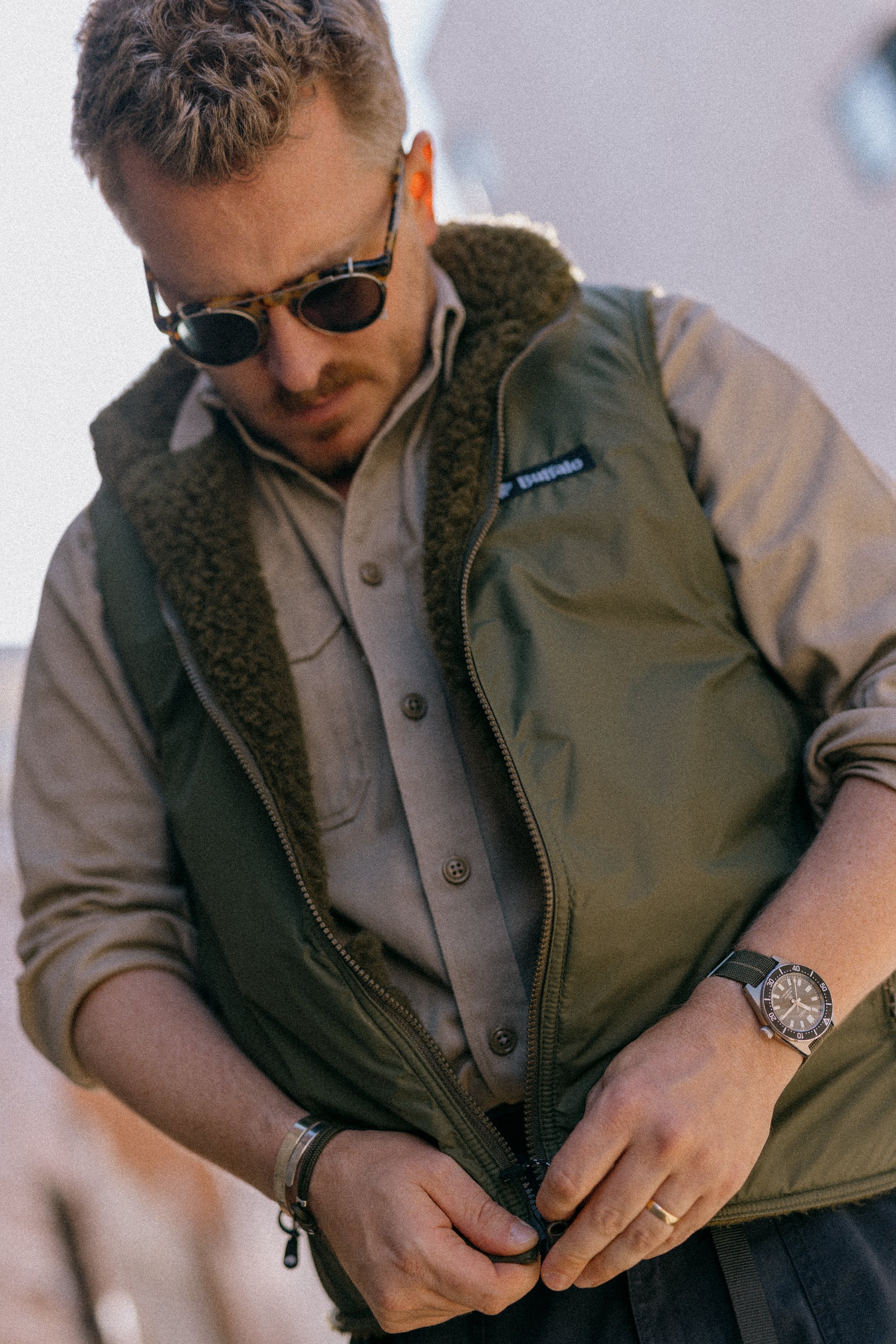 Reversible Gilet in Olive Green
