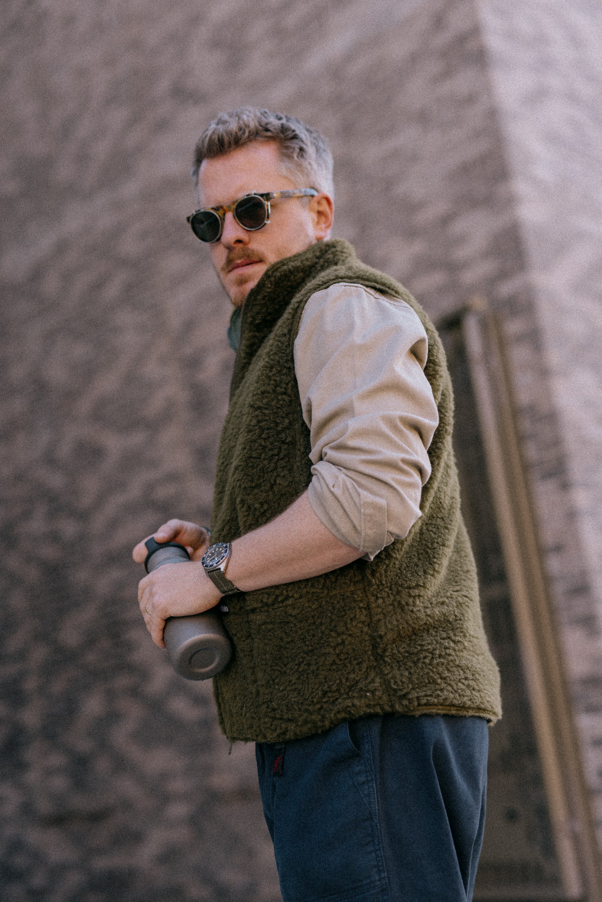 Reversible Gilet in Olive Green