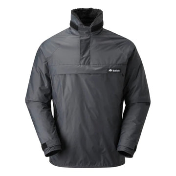 Dark gray rain jacket with a buffalo systems logo on a white background